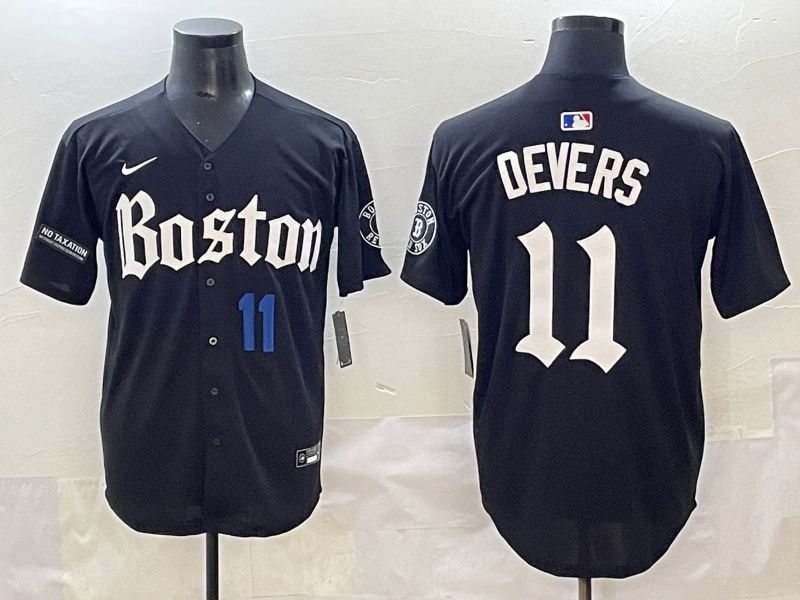 Men 2025 Boston Red Sox #11 Devers Black Five generations Joint Name Nike MLB Jersey style 15->boston red sox->MLB Jersey